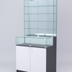 Витрина СОТА №7, задняя стенка Зеркало, Черный-Белый