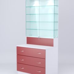 Витрина СОТА №9, задняя стенка ДСП, Белый-Красный