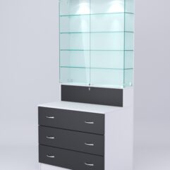 Витрина СОТА №9, задняя стенка ДСП, Белый-Черный