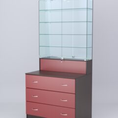 Витрина СОТА №10, задняя стенка Зеркало, Дуб Венге-Красный