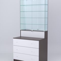 Витрина СОТА №10, задняя стенка Зеркало, Дуб Венге-Белый