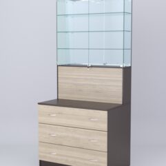 Витрина СОТА №12, задняя стенка Зеркало, Дуб Венге-Дуб Сонома