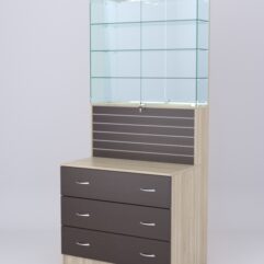 Витрина СОТА №12, задняя стенка Зеркало, Дуб Сонома-Дуб Венге