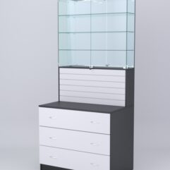 Витрина СОТА №12, задняя стенка Зеркало, Черный-Белый