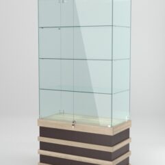 Витрина ФУРИЯ №1-1 (задняя стенка - стекло), Дуб Сонама-Дуб Венге