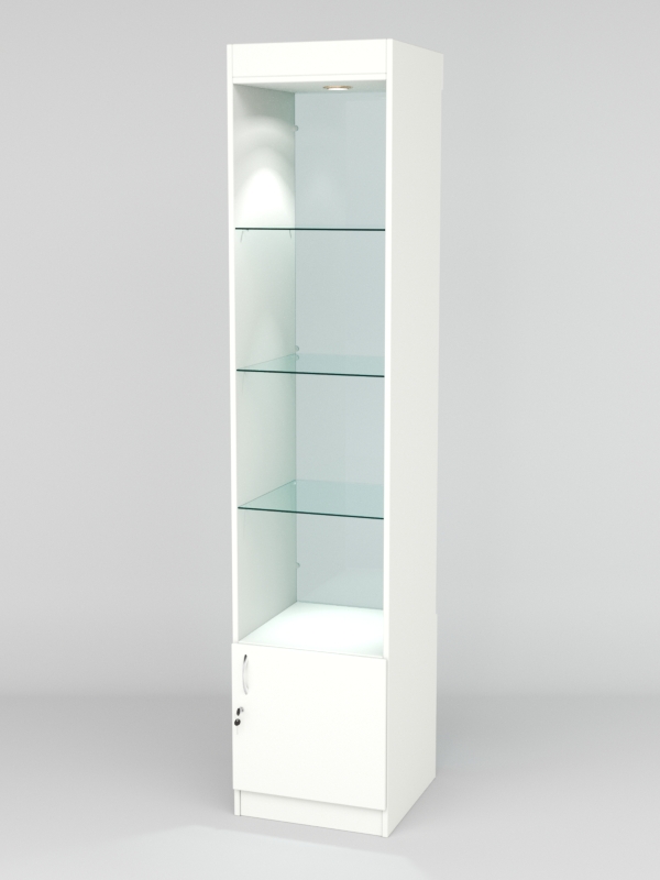 Витрина АСТРА №102 (без дверки, задняя стенка - стекло), Белый