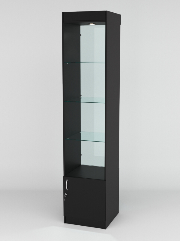 Витрина АСТРА №102 (без дверки, задняя стенка - стекло), Черный