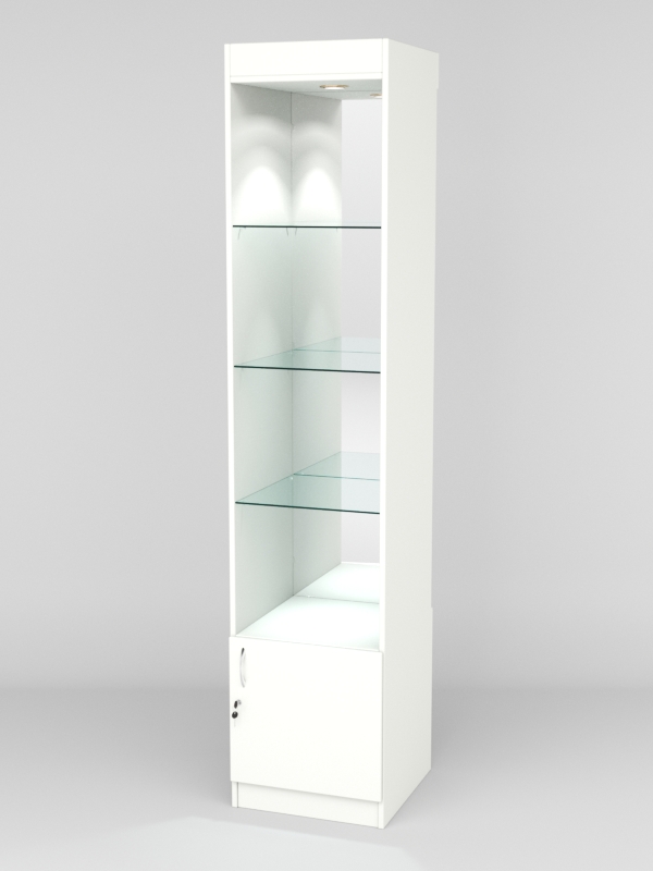 Витрина АСТРА №104 (без дверки, задняя стенка - зеркало), Белый