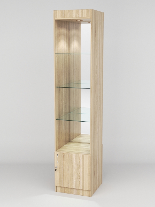 Витрина АСТРА №104 (без дверки, задняя стенка - зеркало), Дуб Сонома