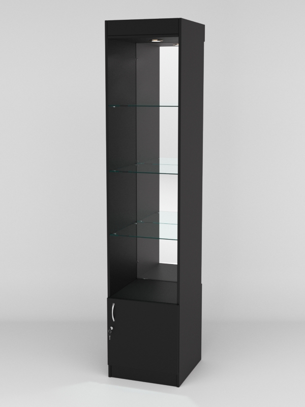 Витрина АСТРА №104 (без дверки, задняя стенка - зеркало), Черный