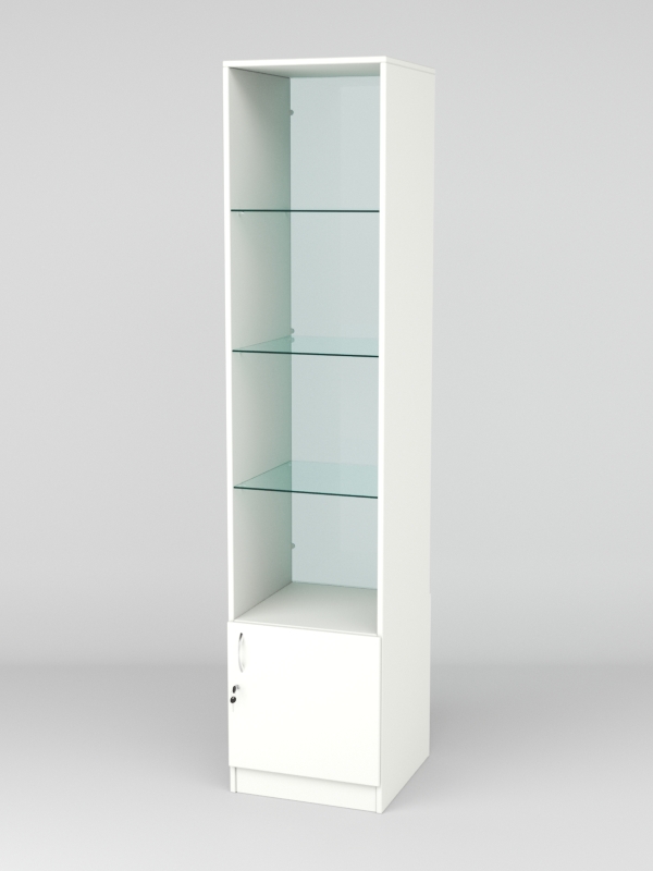 Витрина АСТРА №106 (без дверки, задняя стенка - стекло), Белый