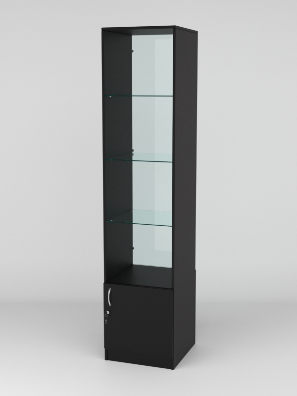Витрина АСТРА №106 (без дверки, задняя стенка - стекло), Черный