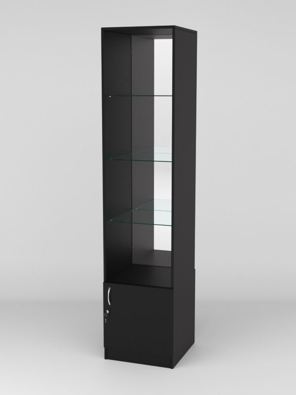 Витрина АСТРА №108 (без дверки, задняя стенка - зеркало), Черный