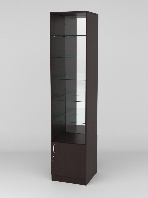 Витрина АСТРА №608 (без дверки, задняя стенка - зеркало), Дуб Венге