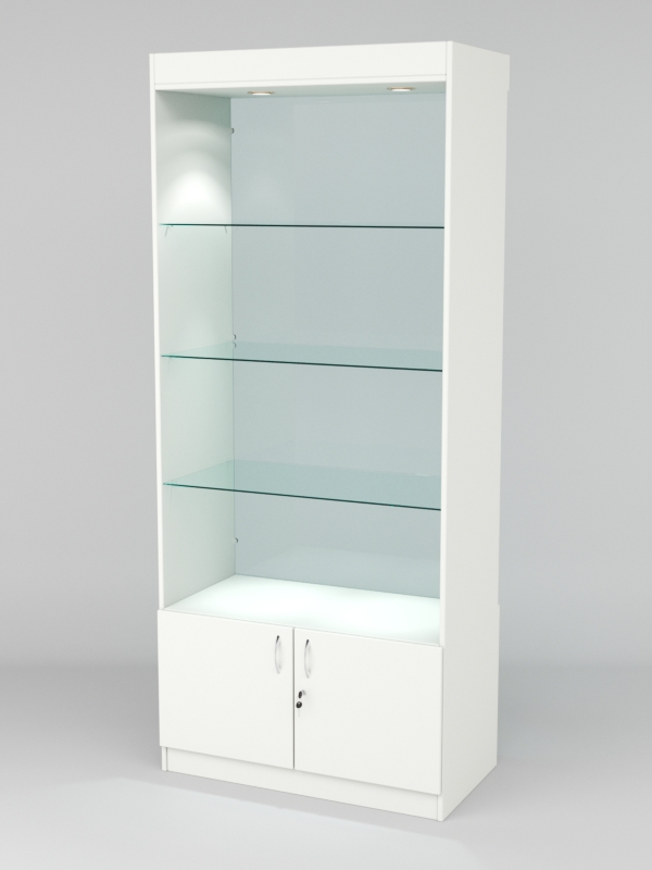 Витрина АСТРА №101 (без дверок, задняя стенка - стекло), Белый