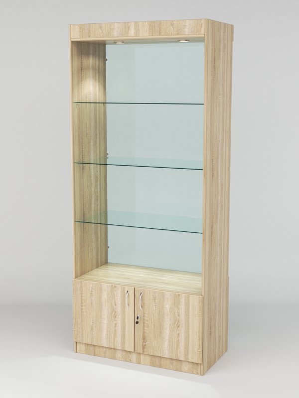 Витрина АСТРА №101 (без дверок, задняя стенка - стекло), Дуб Сонома