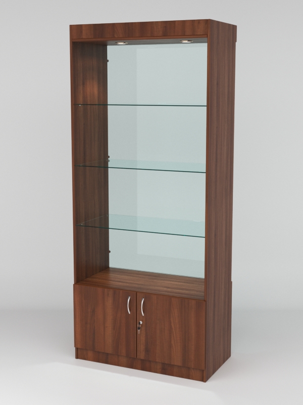 Витрина АСТРА №101 (без дверок, задняя стенка - стекло), Орех