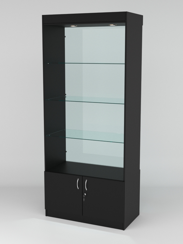 Витрина АСТРА №101 (без дверок, задняя стенка - стекло), Черный