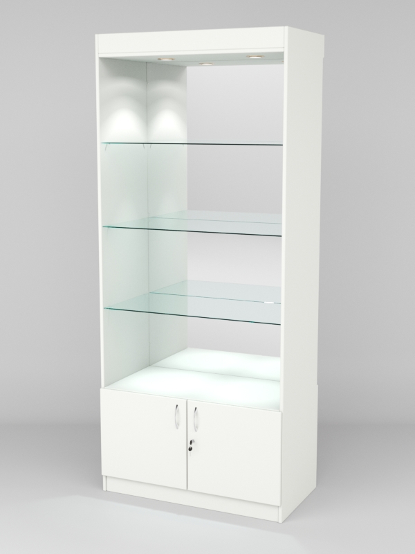 Витрина АСТРА №103 (без дверок, задняя стенка - зеркало), Белый