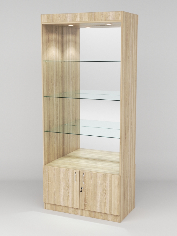 Витрина АСТРА №103 (без дверок, задняя стенка - зеркало), Дуб Сонома