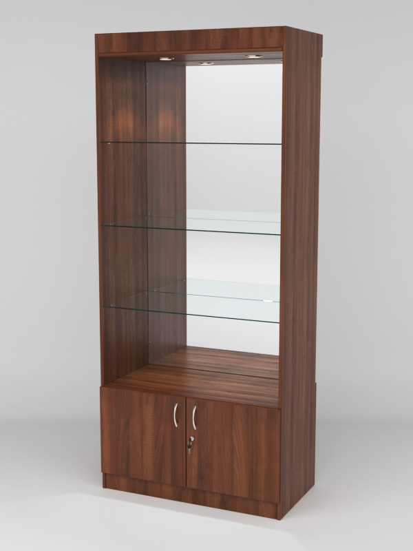 Витрина АСТРА №103 (без дверок, задняя стенка - зеркало), Орех
