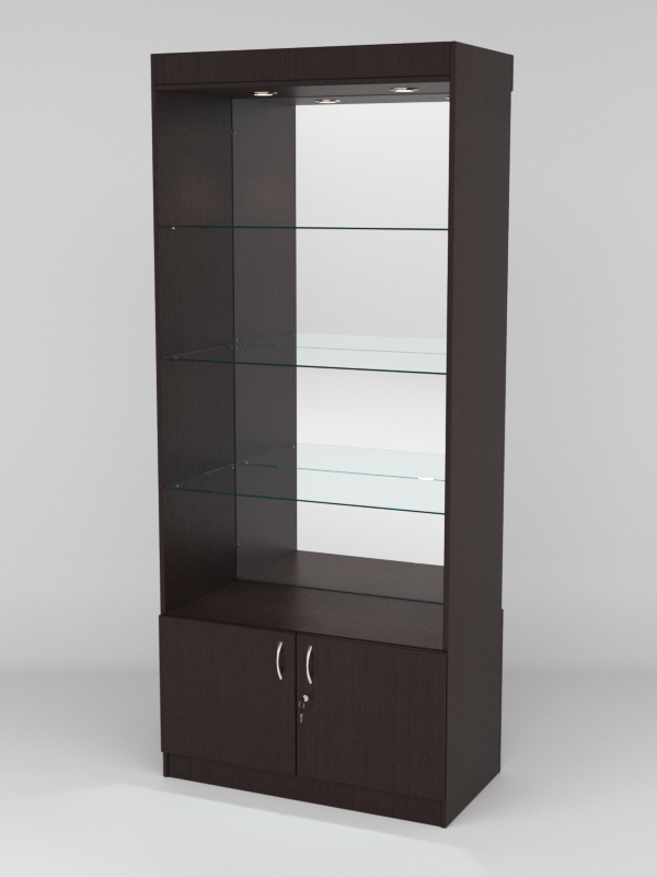 Витрина АСТРА №103 (без дверок, задняя стенка - зеркало), Дуб Венге