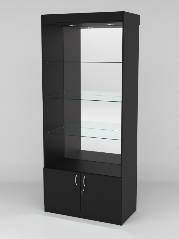 Витрина АСТРА №103 (без дверок, задняя стенка - зеркало), Черный