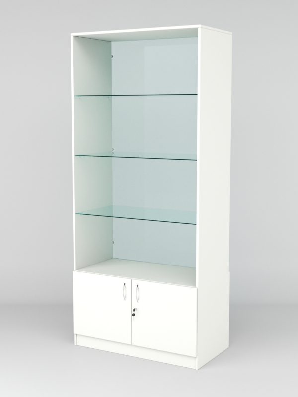 Витрина АСТРА №105 (без дверок, задняя стенка - стекло), Белый