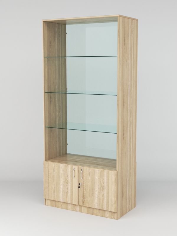 Витрина АСТРА №105 (без дверок, задняя стенка - стекло), Дуб Сонома