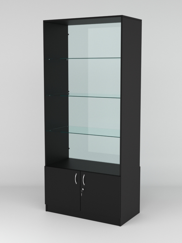 Витрина АСТРА №105 (без дверок, задняя стенка - стекло), Черный