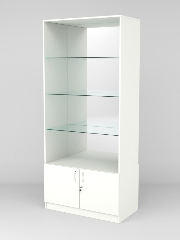 Витрина АСТРА №107 (без дверок, задняя стенка - зеркало), Белый