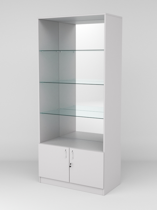 Витрина АСТРА №107 (без дверок, задняя стенка - зеркало), Серый