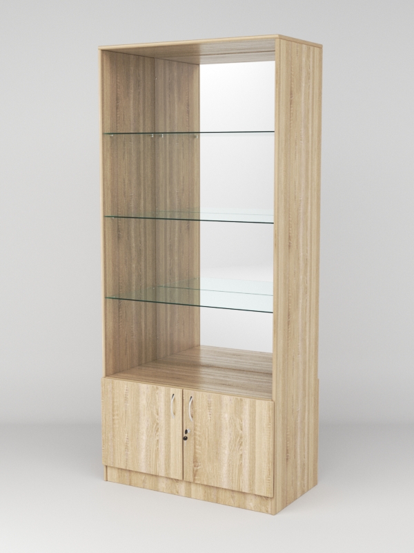 Витрина АСТРА №107 (без дверок, задняя стенка - зеркало), Дуб Сонома