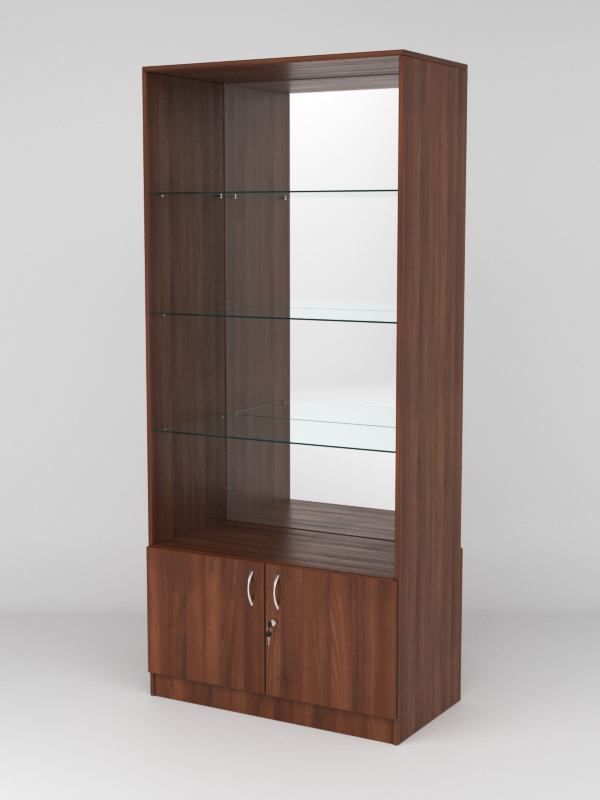 Витрина АСТРА №107 (без дверок, задняя стенка - зеркало), Орех