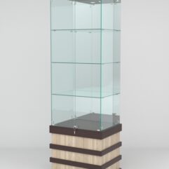 Витрина ФУРИЯ №2-2 (задняя стенка - зеркало), Дуб Венге-Дуб Сонома