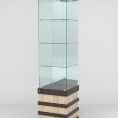 Витрина ФУРИЯ №3-2 (задняя стенка - зеркало), Дуб Венге-Дуб Сонома