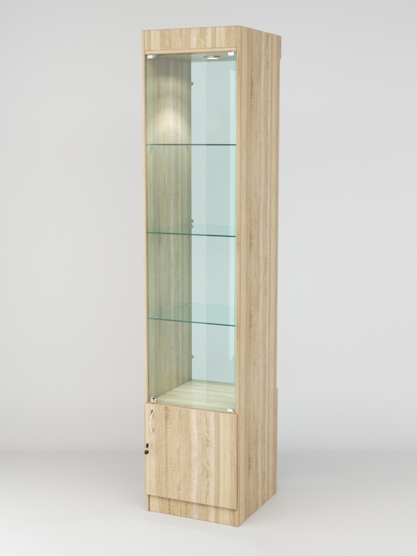 Витрина АСТРА №2 (с дверкой, задняя стенка - стекло), Дуб Сонома
