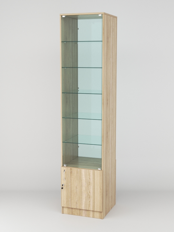 Витрина АСТРА №506 (с дверкой, задняя стенка - стекло), Дуб Сонома
