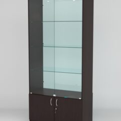 Витрина АСТРА №1 (с дверками, задняя стенка - стекло), Дуб Венге