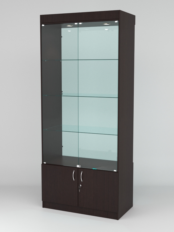Витрина АСТРА №1 (с дверками, задняя стенка - стекло), Дуб Венге