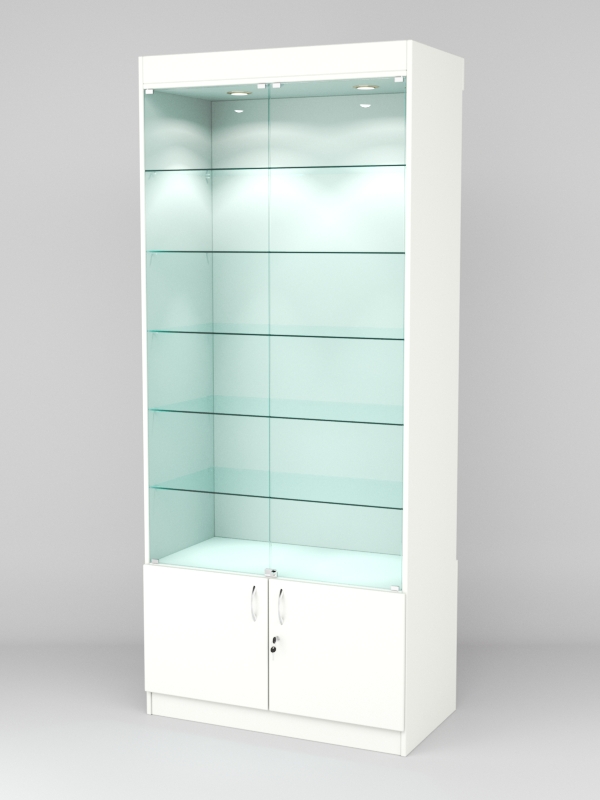 Витрина АСТРА №501-1 (с дверками, задняя стенка - ДСП), Белый