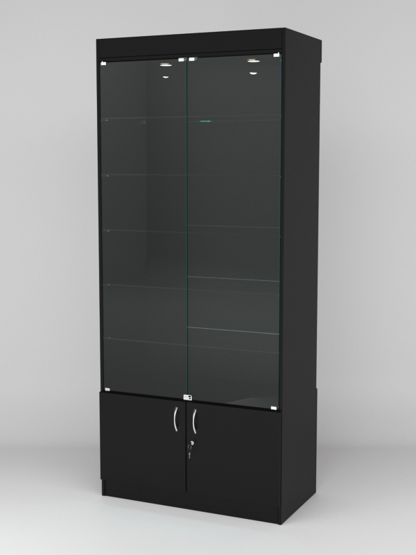 Витрина АСТРА №501-1 (с дверками, задняя стенка - ДСП), Черный