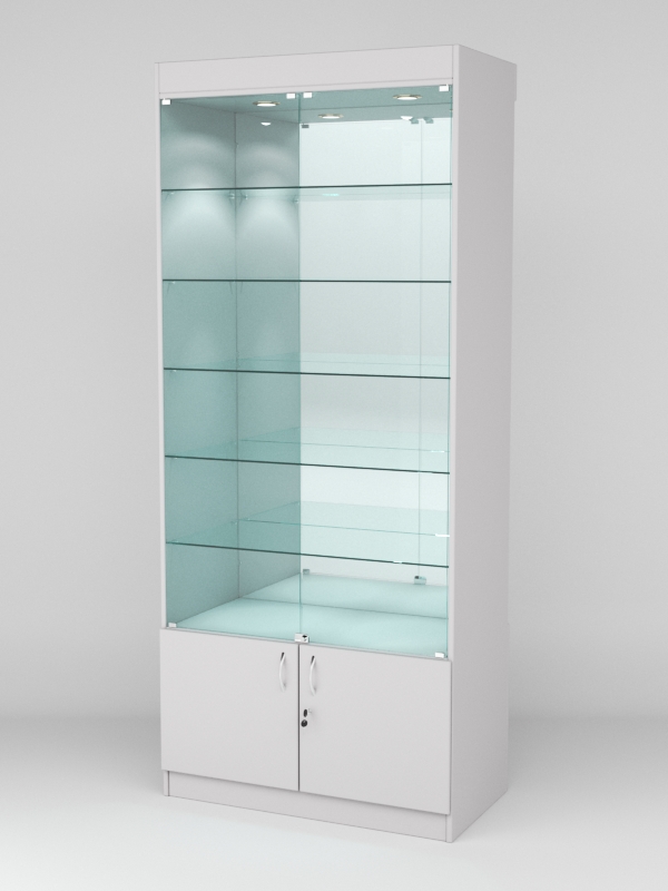 Витрина АСТРА №503 (с дверками, задняя стенка - зеркало), Серый