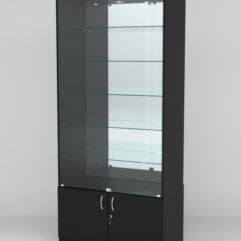 Витрина АСТРА №503 (с дверками, задняя стенка - зеркало), Черный