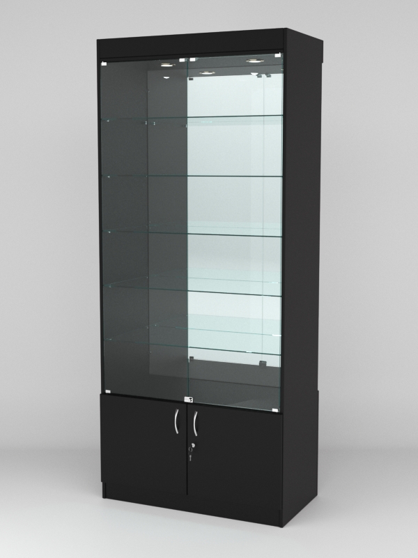 Витрина АСТРА №503 (с дверками, задняя стенка - зеркало), Черный