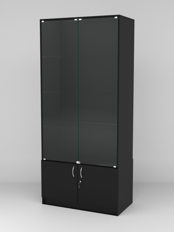 Витрина АСТРА №5-1 (с дверками, задняя стенка - ДСП), Черный