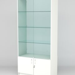 Витрина АСТРА №5 (с дверками, задняя стенка - стекло), Белый