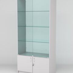 Витрина АСТРА №5 (с дверками, задняя стенка - стекло), Серый