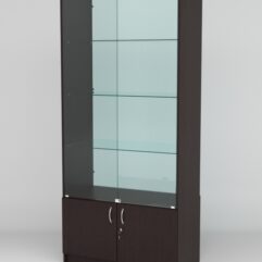Витрина АСТРА №5 (с дверками, задняя стенка - стекло), Дуб Венге