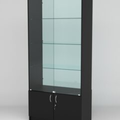 Витрина АСТРА №5 (с дверками, задняя стенка - стекло), Черный